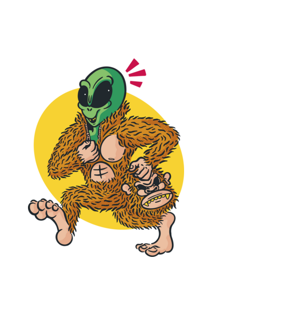 Alien Sassquatch minta fekete pólón