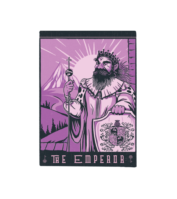 A császár tarot minta fehér pólón