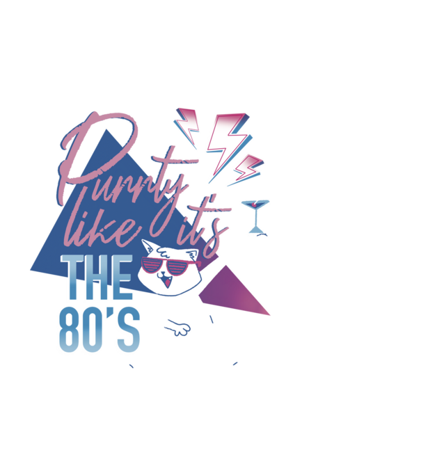 Purrty Like it's the 80's minta fekete pólón