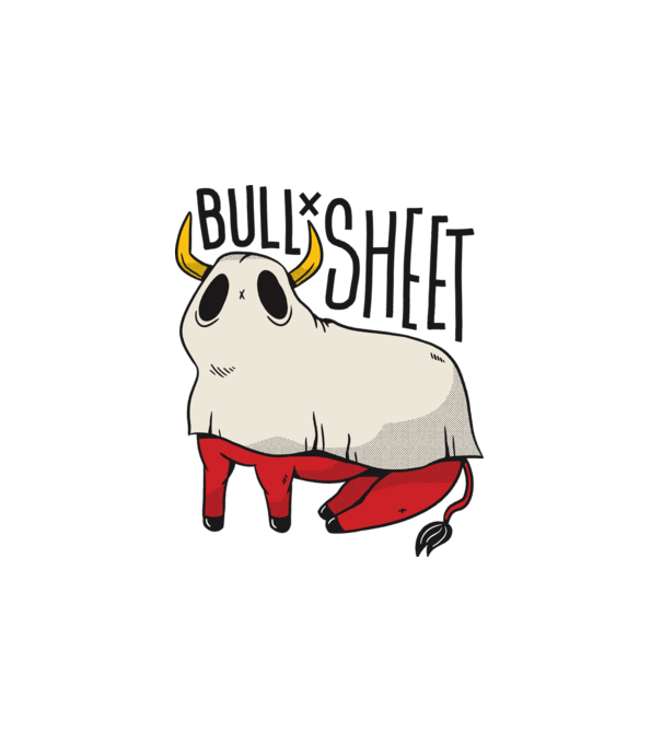 Bull sheet minta fehér pólón