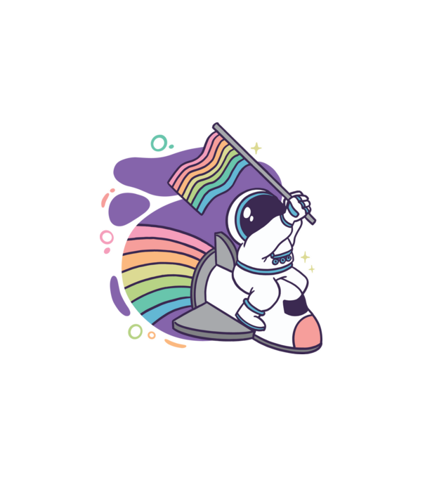 Pride űrhajós minta fehér pólón
