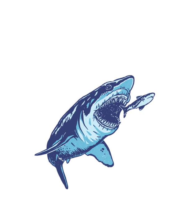 Megalodon támadás minta fehér pólón