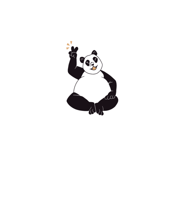 Panda béke jel minta fehér pólón