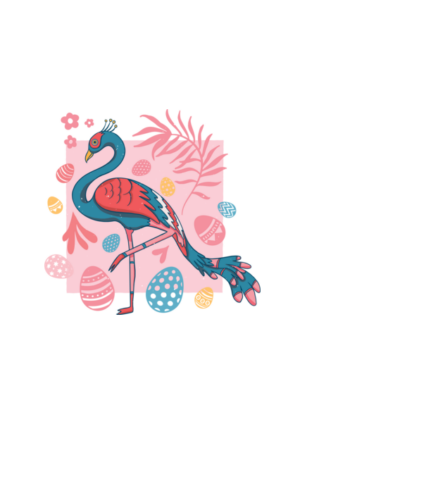 Húsvéti Flamingo minta fekete pólón