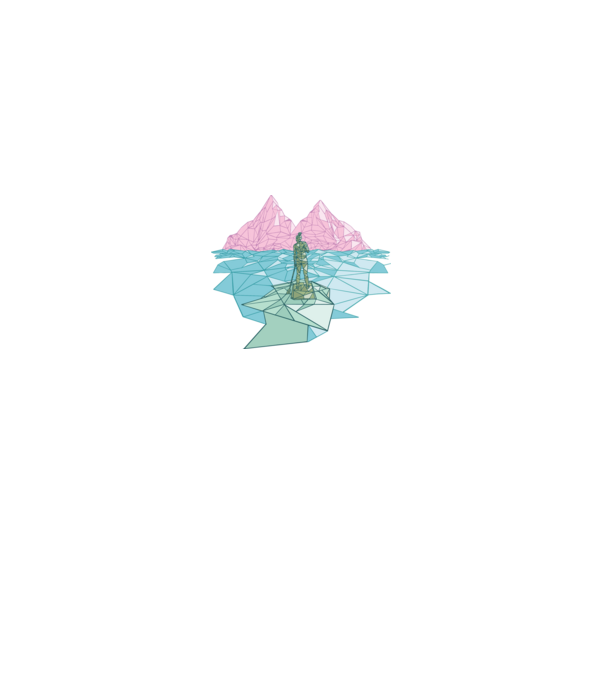 Lowpoly Padding minta királykék pólón