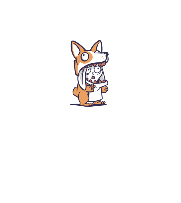 Cuki Nyuszi Corgi jelmezben minta fehér pólón