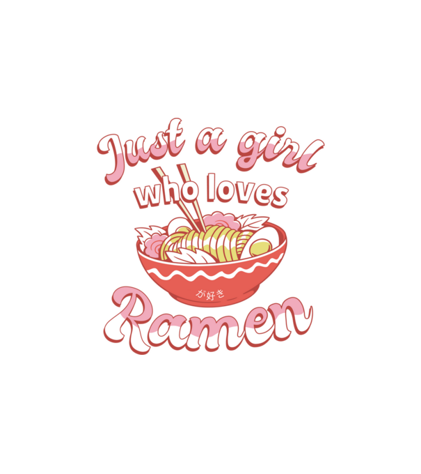 Girl Who Loves Ramen minta fehér pólón