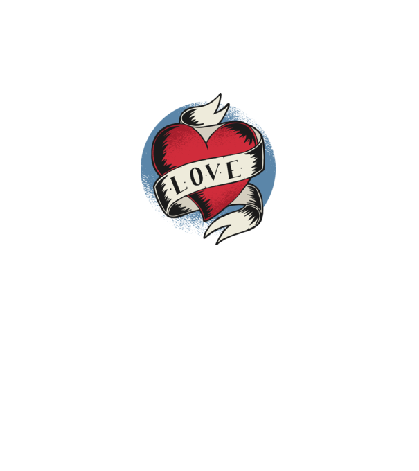 Love Tetoválás Valentin napra minta fekete pólón