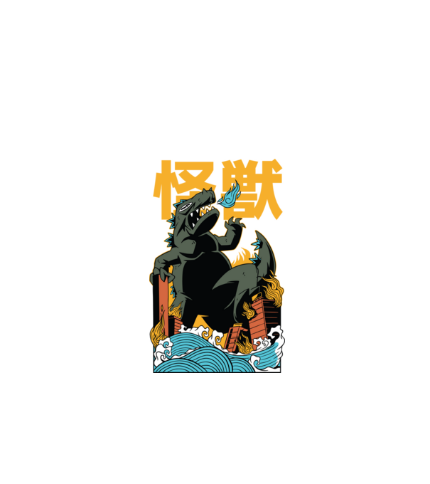 Kaiju minta fekete pólón