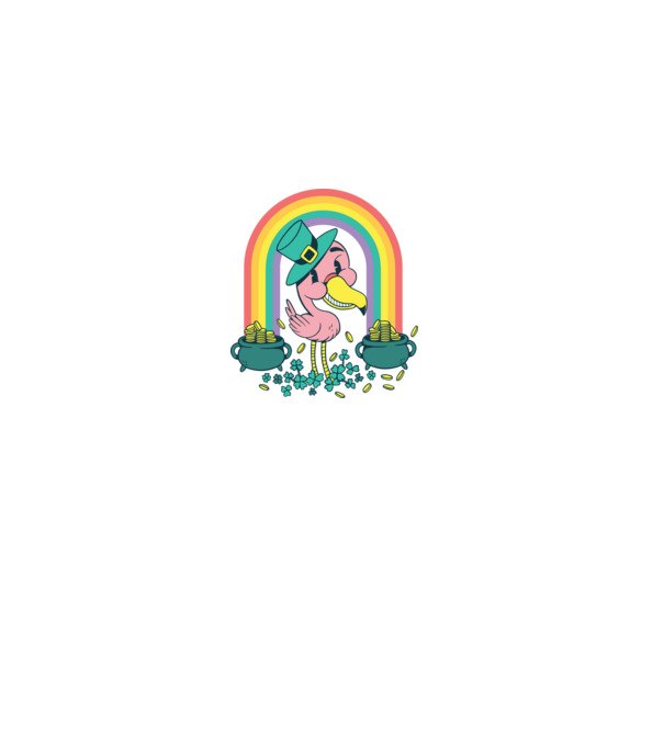 Szent Patrick flamingo minta fehér pólón