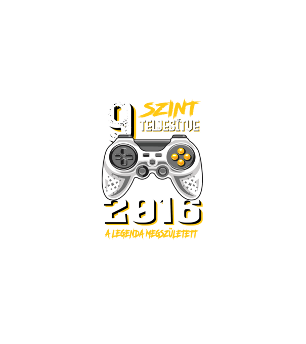 GAMER szint teljesítve 9. 2016 minta szürke pólón