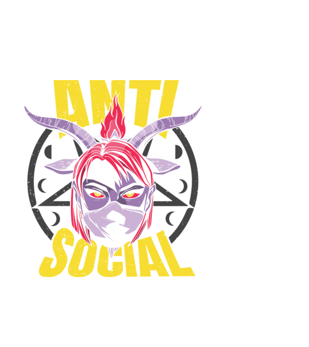Sátáni antiszoc lány minta fekete pólón