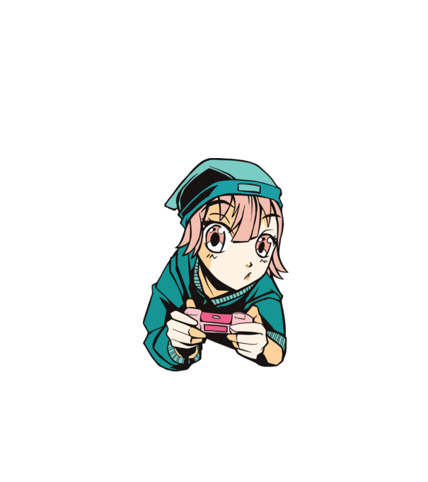 Anime Gamer Lány minta türkiz pólón