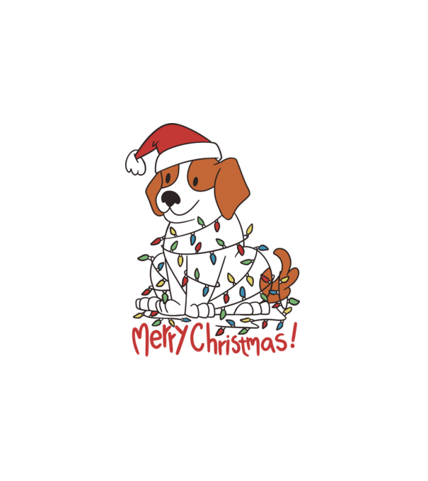 Beagle Boldog Karácsonyt! minta fehér pólón