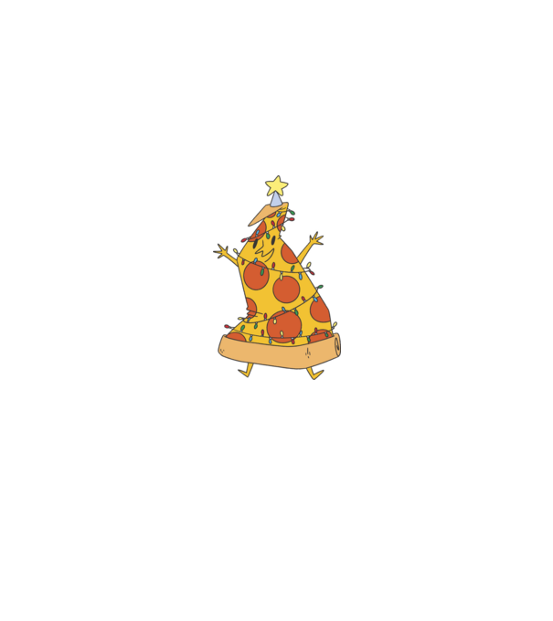 Pizza Karácsonyfa minta fekete pólón