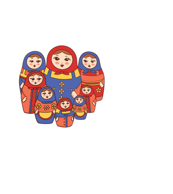 Matryoshka baba minta fehér pólón