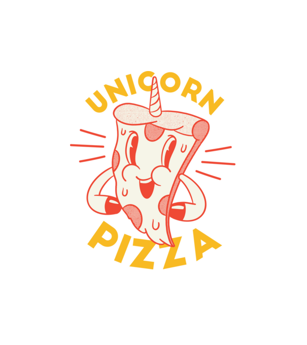 Unikornis Pizza minta fehér pólón