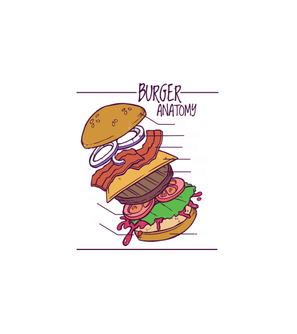 Burger Anatómia minta fehér pólón