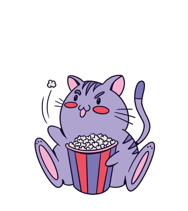 Popcorn macska minta fehér pólón