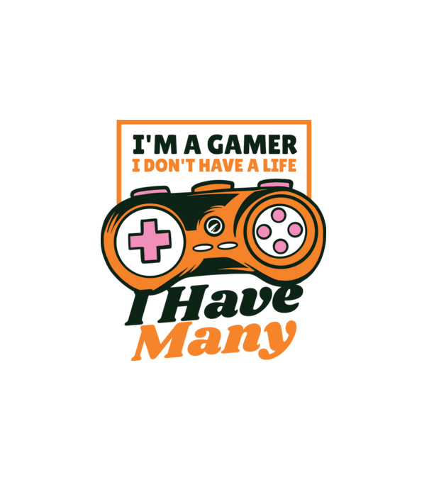 Gamer élet minta fehér pólón