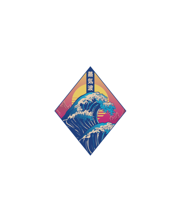 Vaporwave Hullám minta fehér pólón