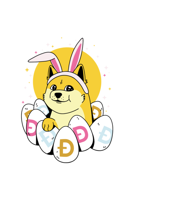 Dogecoin Húsvét minta fekete pólón