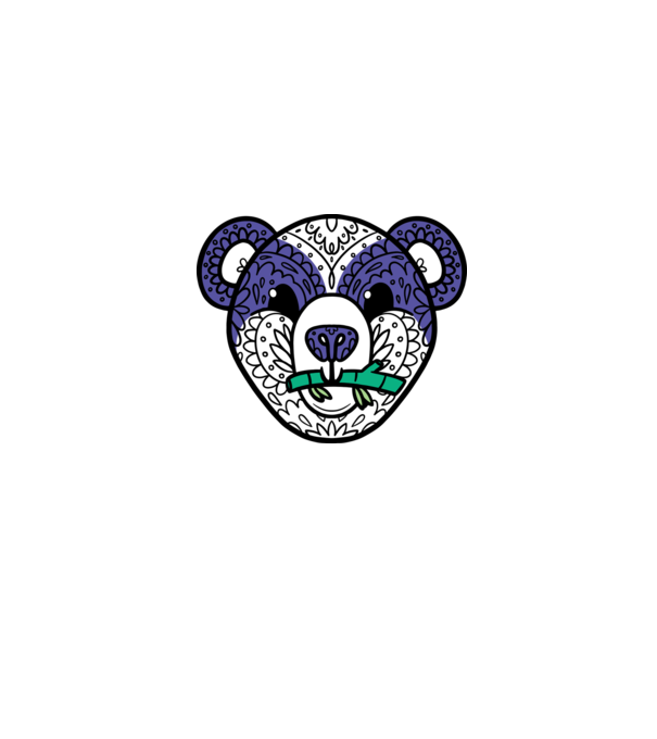 Mandala Panda minta farmerkék pólón