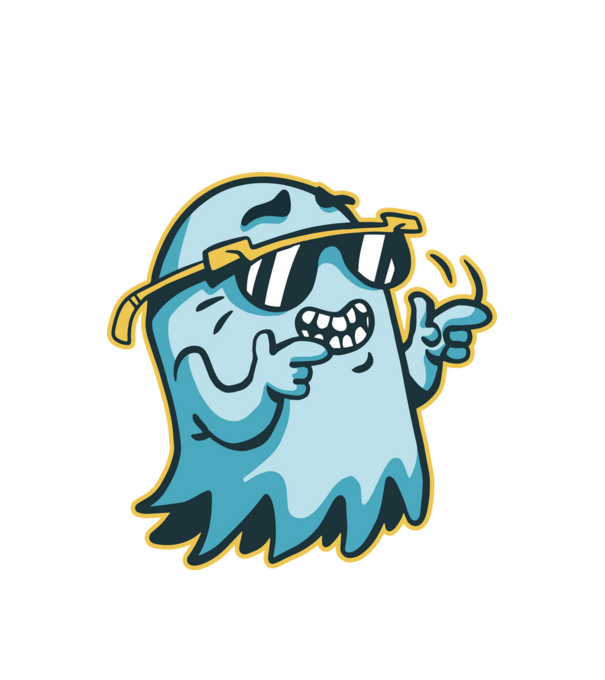 Szellem napszemüvegben Halloween minta fehér pólón