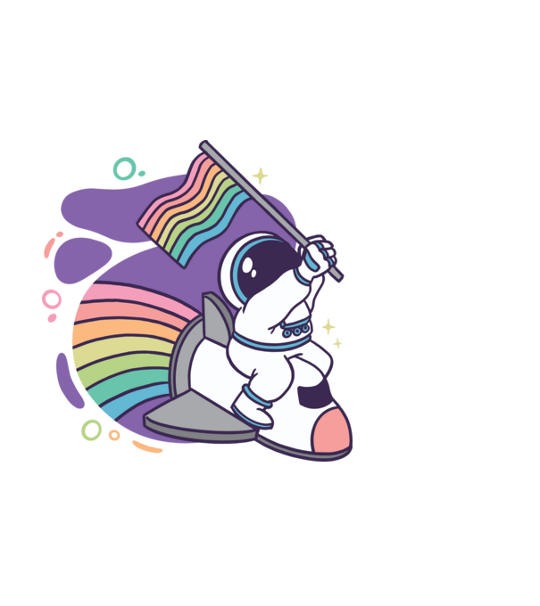 Pride űrhajós minta fekete pólón
