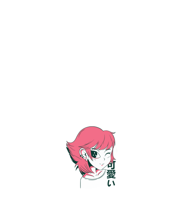 Cuki Anime lány minta világos rózsaszín pólón