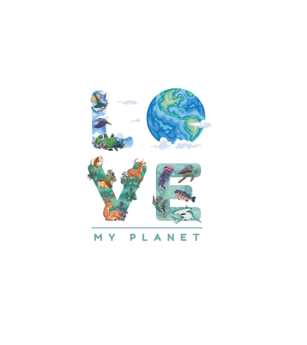 Love my Planet - Szeresd a Földet minta sötétkék pólón