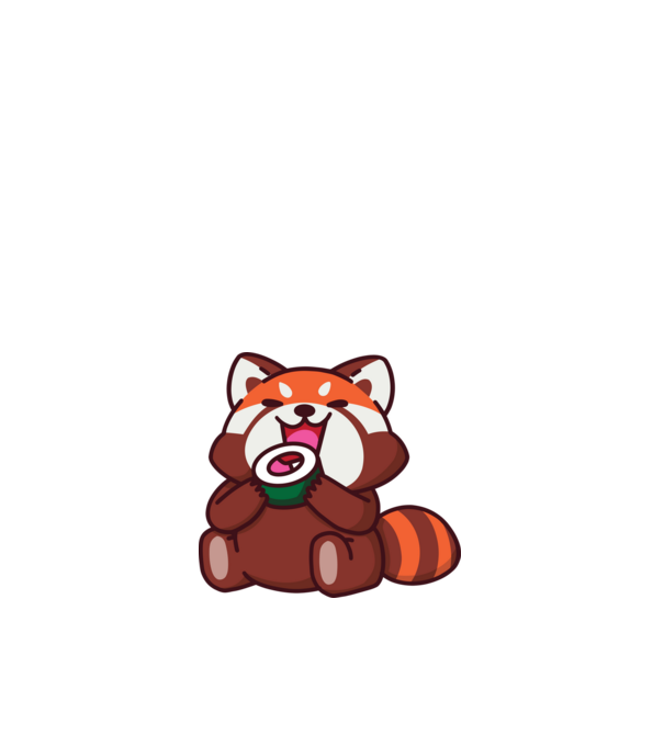 Vörös panda sushival minta fehér pólón