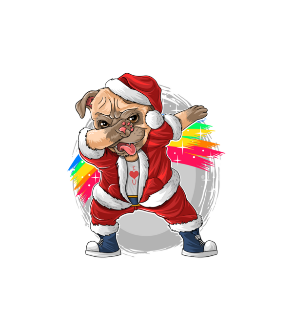 Santa Mopsz Mikulás minta fehér pólón