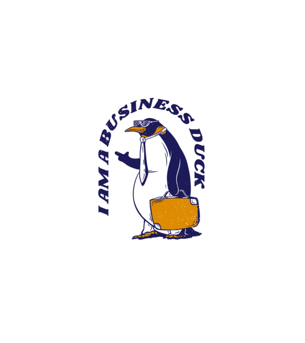 Business penguin minta szürke pólón