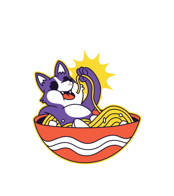 Corgi Ramennel minta fehér pólón