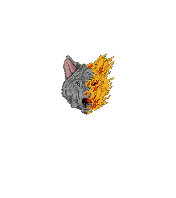 Fire Wolf Farkas minta királykék pólón