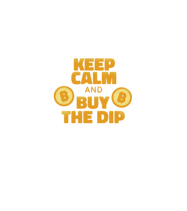 Keep calm and buy the dip Bitcoin minta fekete pólón