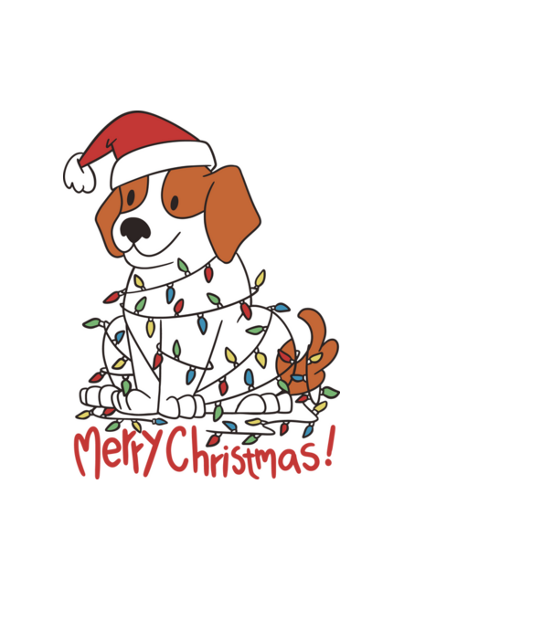 Beagle Boldog Karácsonyt! minta világoskék pólón