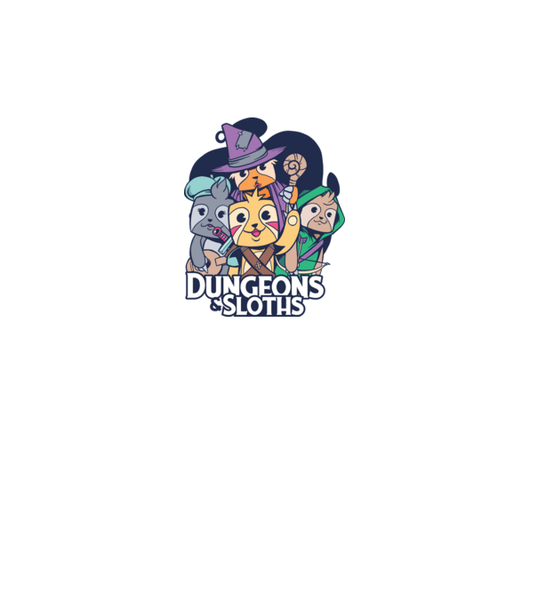 Sloths Dungeons minta fehér pólón