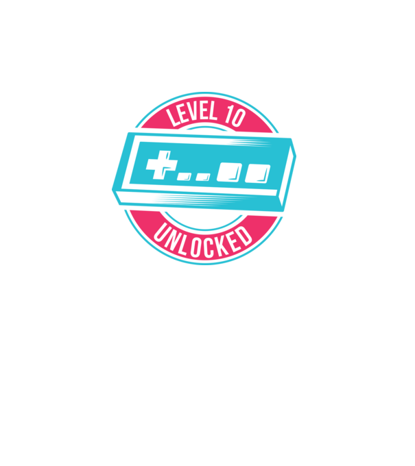 Level 10 Unlocked 10 éves születésnap minta fehér pólón