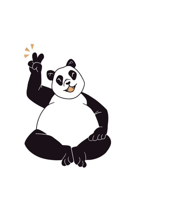 Panda béke jel minta fehér pólón
