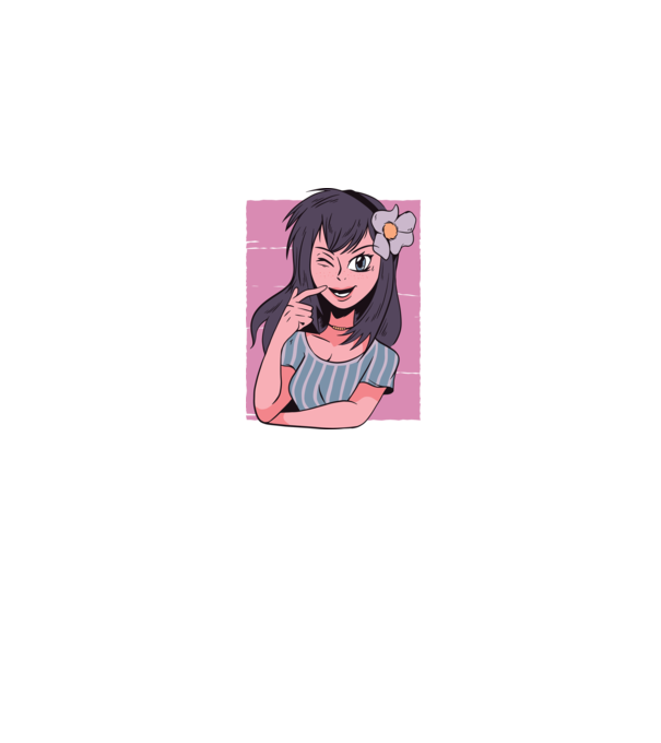 Anime Lány minta farmerkék pólón
