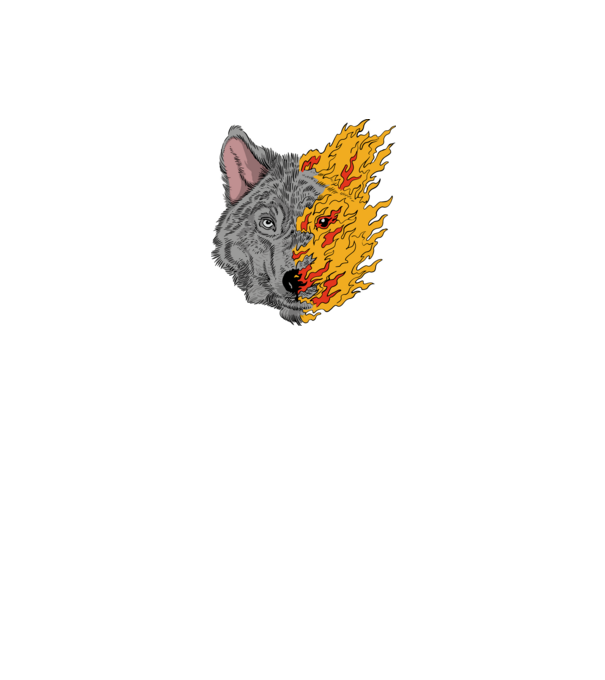 Fire Wolf Farkas minta fekete pólón