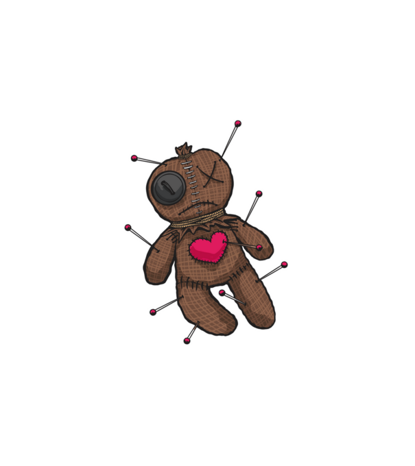 Voodoo baba minta fehér pólón