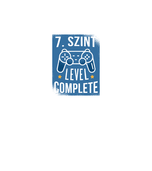 7. szint level completed minta fekete pólón