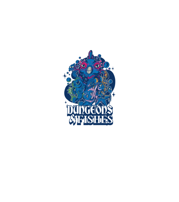 Dungeons And Fishes minta fekete pólón