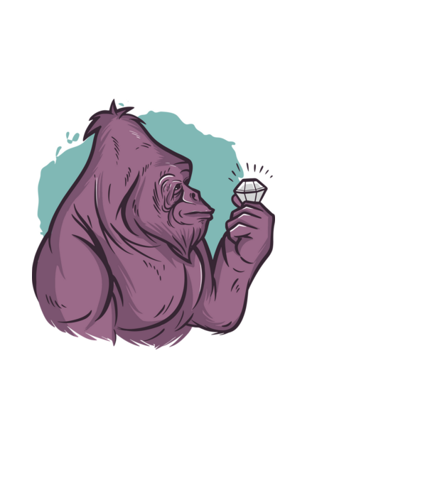 gorilla és gyémánt minta fehér pólón