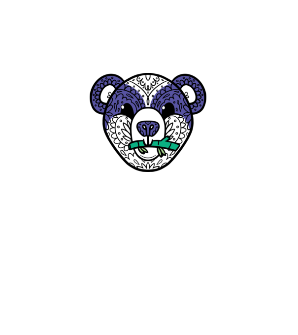 Mandala Panda minta szürke pólón