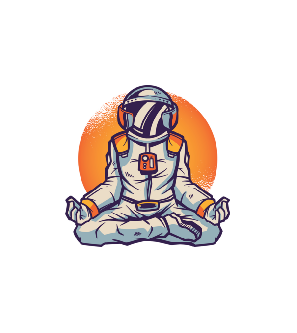 Meditáló űrhajós minta fehér pólón