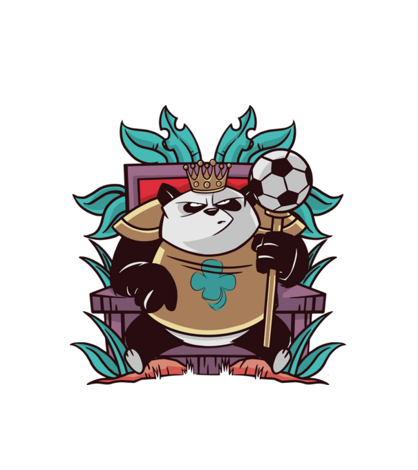 Panda király minta fehér pólón